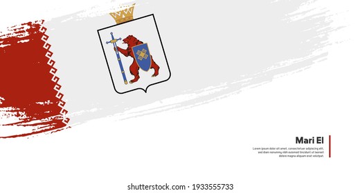 Creative hand drawing brush flag of Mari El country for special national day