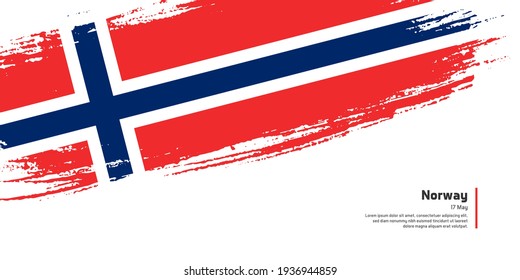 Creative hand drawing brush flag of Norway country for special independence day