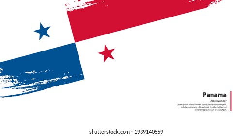 Creative hand drawing brush flag of Panama country for special independence day