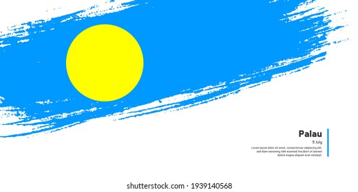 Creative hand drawing brush flag of Palau country for special constitution day