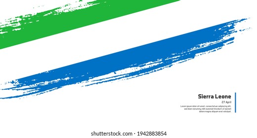 Creative hand drawing brush flag of Sierra Leone country for special independence day