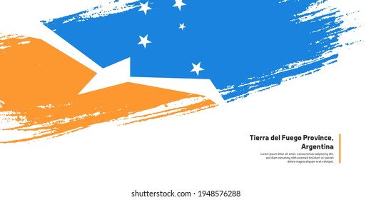 Creative hand drawing brush flag of Tierra del Fuego Province, Argentina country for special national day