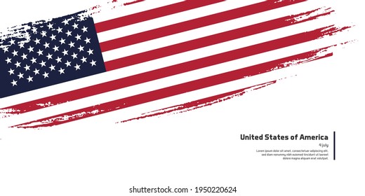 Creative hand drawing brush flag of United States of America country for special independence day