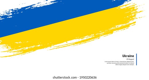 Creative hand drawing brush flag of Ukraine country for special independence day