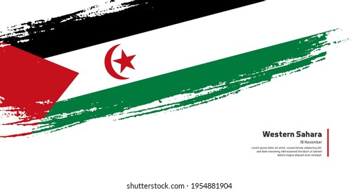 Bandera del pincel de mano creativa del país del Sahara Occidental para el día especial de la independencia