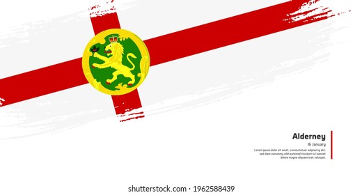 Creative hand drawing brush flag of Alderney country for special Alderney day