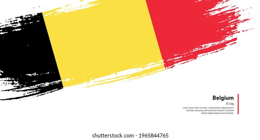 Creative hand drawing brush flag of Belgium country for special independence day