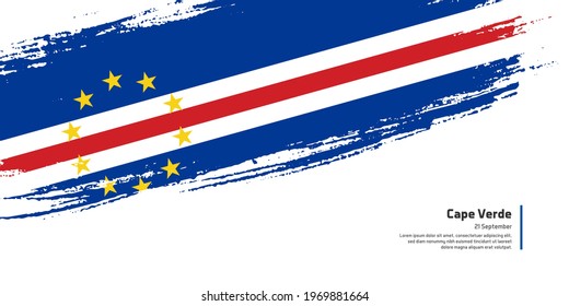 Creative hand drawing brush flag of Cape Verde country for special independence day