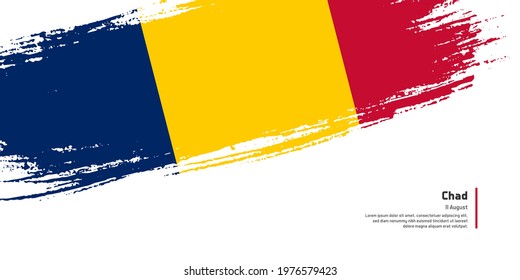Creative hand drawing brush flag of Chad country for special independence day