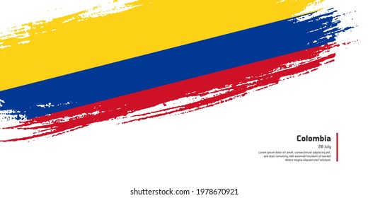 Creative hand drawing brush flag of Colombia country for special independence day