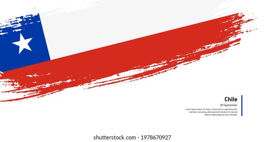 Creative hand drawing brush flag of Chile country for special independence day