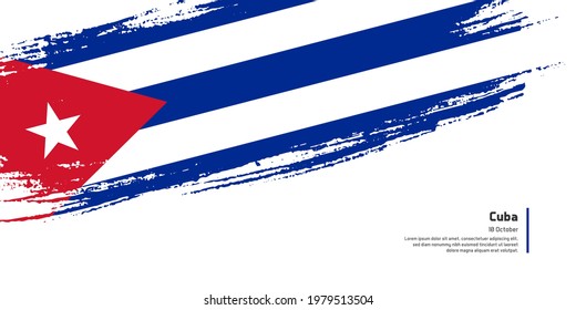 Creative hand drawing brush flag of Cuba country for special independence day