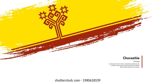 Bandera del pincel de dibujo a mano creativa del país de Chuvashia para el día especial de la república