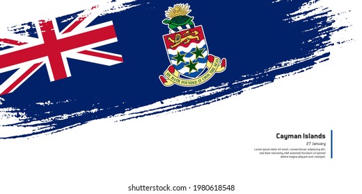 Creative hand drawing brush flag of Cayman Islands country for special national heroes day