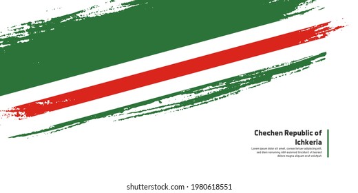 Creative hand drawing brush flag of Chechen Republic of Ichkeria country for special national day