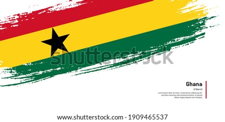 Creative hand drawing brush flag of Ghana country for special independence day