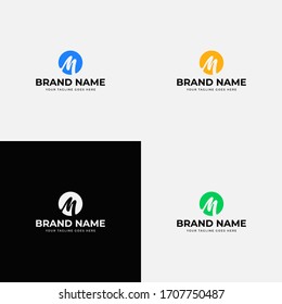 Creative Hand Drawing Modern Abstract Initial letter M logo design vector template in circle shape. M letter icon design for corporate identity.