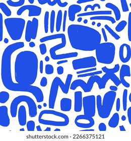 Creative hand drawn abstract shapes texture. Seamless artistic pattern with ink drawn shapes. Great for fabric, textile, walloper, digital papers.