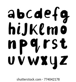 Creative hand drawn alphabet. Stylish ABC made with ink.Vector creative font.