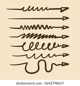 Creative hand drawn arrows with different curved line variations for design use