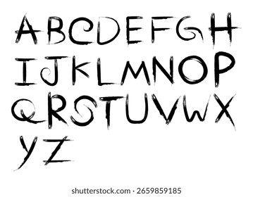 Criativa mão desenhado pincel traçado alfabeto definido em estilo grunge. Letras pintadas de tinta artística perfeitas para cartazes, logotipos, desenhos tipográficos . Fonte de caligrafia artística moderna para uso de design criativo.