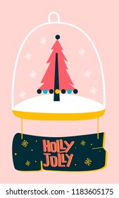 Creative hand drawn card for winter holidays. Vector illustration. Eps 10.