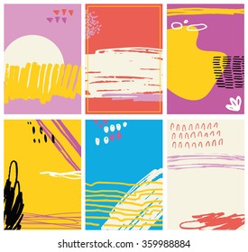 Creative hand drawn cards. Isolated.