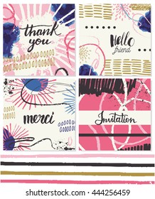 Creative hand drawn cards. Isolated. Design for poster, card, invitation, brochure, flyer. Vector EPS 10.