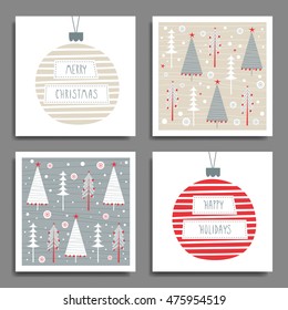 Tarjetas dibujadas a mano creativas para las vacaciones de invierno. Ilustración vectorial.