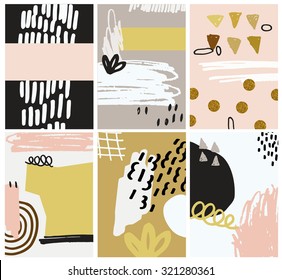 Creative hand drawn cards for your design. Isolated.
