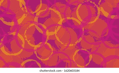 Creative hand drawn circle stamps textile print. Circular spot overlapping elements vector seamless pattern. Ink texture circle stamps textile design.
