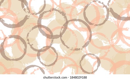 Impresión textil con sellos dibujados a mano. Elementos de solapamiento de blobs circulares vectores patrón sin fisuras. Pintar el círculo de textura marca el adorno textil.