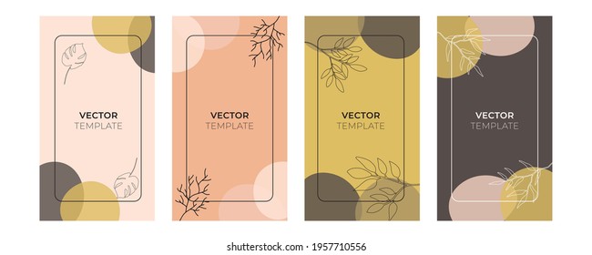 Creative hand drawn cover design backgrounds vector. Minimal trendy style organic shapes pattern with copy space for text design for invitation, party card, social highlight covers and stories page