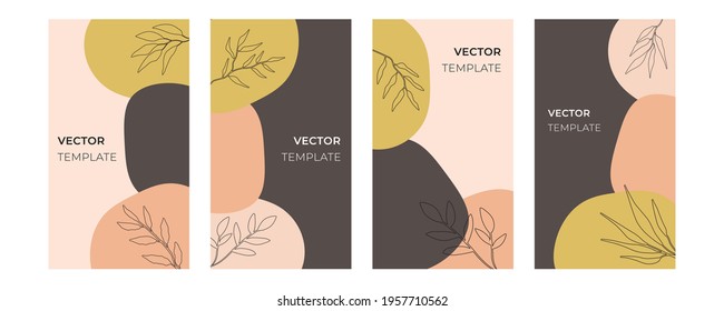 Creative hand drawn cover design backgrounds vector. Minimal trendy style organic shapes pattern with copy space for text design for invitation, party card, social highlight covers and stories page