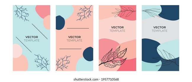 Creative hand drawn cover design backgrounds vector. Minimal trendy style organic shapes pattern with copy space for text design for invitation, party card, social highlight covers and stories page