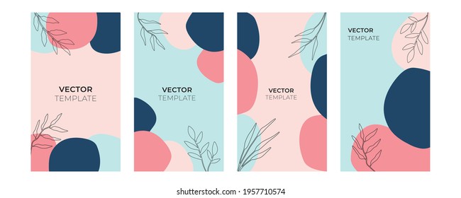 Creative hand drawn cover design backgrounds vector. Minimal trendy style organic shapes pattern with copy space for text design for invitation, party card, social highlight covers and stories page