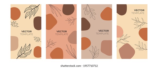 Creative hand drawn cover design backgrounds vector. Minimal trendy style organic shapes pattern with copy space for text design for invitation, party card, social highlight covers and stories page