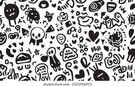 Creative Hand Drawn Doodle Art Pattern vector for digital use and fun backgrounds 