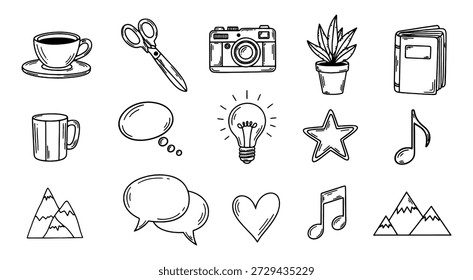 Conjunto de iconos de Doodle dibujado a mano creativa para el diseño