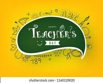 Creative Hand Drawn Doodle Set of Objects with Stylish Text ”Happy Teacher's Day”.