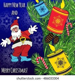 Creative hand drawn doodle style illustration of Cute Santa Claus, for Merry Christmas and Happy New Year celebration