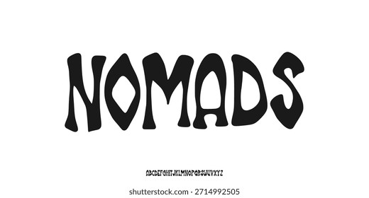Criativa mão desenhado fonte maiúscula só tipografia áspera elegante. Letra divertida inspirada em bambu. Groovy Street Art Carta Clássica. Ilustração decorativa vetor de moda serif vintage.