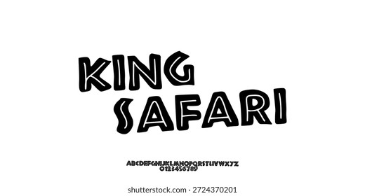 Somente letras maiúsculas desenhadas à mão criativa. Elegante Tipografia Áspera. Playful Jungle Safari Lettering com estilo natural. Serif decorativo moderna vintage moda vetor ilustração.