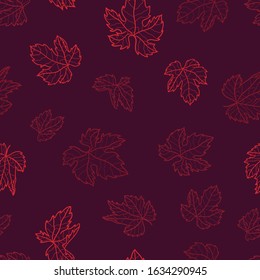 Creative hand drawn grapes and leaves seamless pattern, beautiful wine background, great for textiles, bottle bags, wrapping, banners, wallpapers - vector design