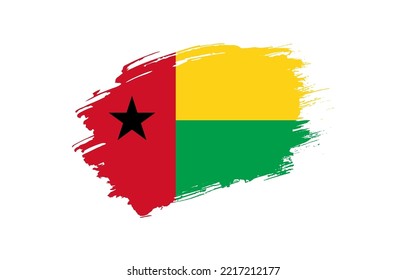 Creative hand drawn grunge brushed flag of Guinea-Bissau with solid background