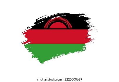 Creative hand drawn grunge brushed flag of Malawi with solid background