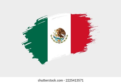 Bandera de México con fondo sólido dibujada a mano