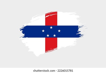 Creative hand drawn grunge brushed flag of Netherlands Antilles with solid background