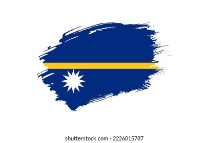 Creative hand drawn grunge brushed flag of Nauru with solid background