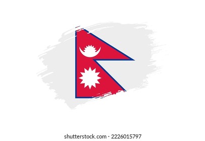 Creative hand drawn grunge brushed flag of Nepal with solid background